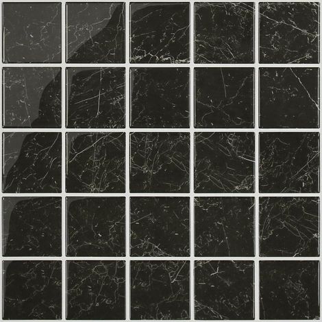Adhésive Cuisine Salle de Bain, Sticker Carrelage Métro 3D Marbre Noir, Autocollant Mural Imperméable Épais, Vinyle Décoratif (10 Pièces, 30,5 x 30,5 cm) (1/5)
