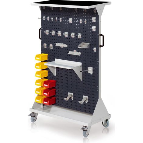 Kappes RasterMobil® mobiler Arbeitsplatzschrank Größe 4 1580x1000x500mm 4x Lochplatte 4x Schlitzplatte 50-teilig mit Auflageboden inkl. Riffelgummimatte anthrazitgrau
