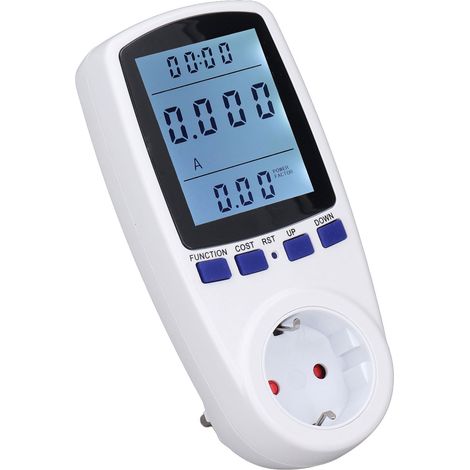 Multifunktions-Wattmeter/Leistungsmesser, 230-V-Leistungsverbrauchsmonitor mit hintergrundbeleuchtetem Display, EU-Stecker, misst Ampere und Kilowatt (1/5)