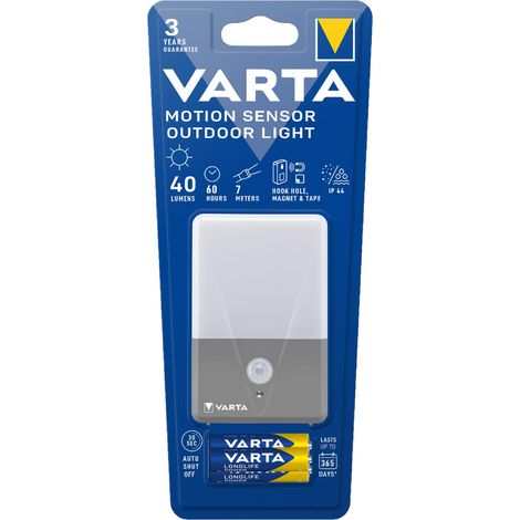 Lampada LED VARTA con sensore di movimento, alimentata a batterie AAA, 40 lm, per esterni IP44