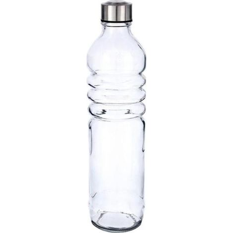 QUID botella vidrio relieve 1,25 l , Botella vidrio Relieve 1,25 litrosTapón de acero inoxidableBotella de vidrio de alta callidadFácil limpiezasApta para lavavajil