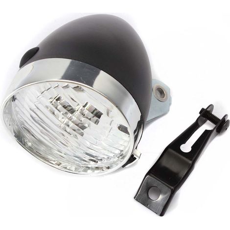 Phare avant vélo rétro vintage super lumineux 3 LED avec support, feu de bicyclette noir pour cyclisme nocturne (1/5)