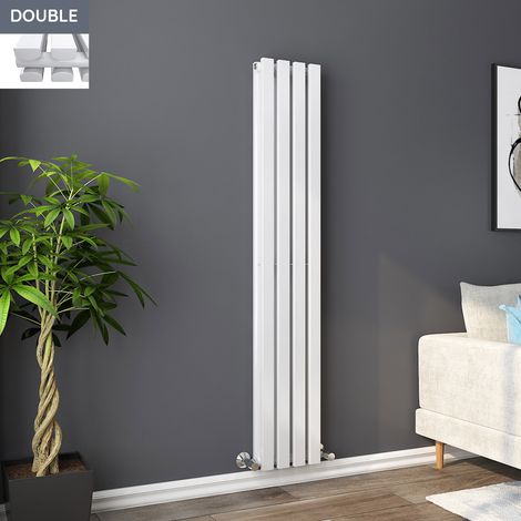 1600 x 270mm White Double Rectangular Panel Vertical Radiator (1/5)