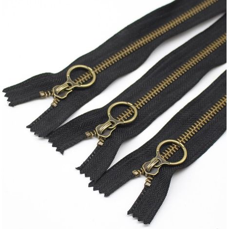 10 Pièces 30 cm Fermetures éclair Métal Laiton Antique Non Séparable 5 Noir Fermeture Éclair Métallique A Zipper Glissière pour Tailor Couture Artisanat Sac Vêtement (1/3)