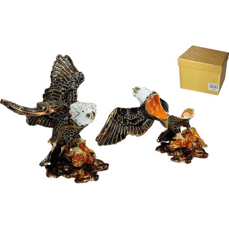 Scatola di metallo, aquila, portagioie, scatola decorativa, statuetta di uccello (1/5)
