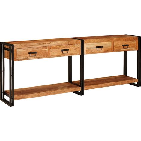 Maison Exclusive - Tavoli consolle 2 pcs Marrone Legno di Acacia Massello