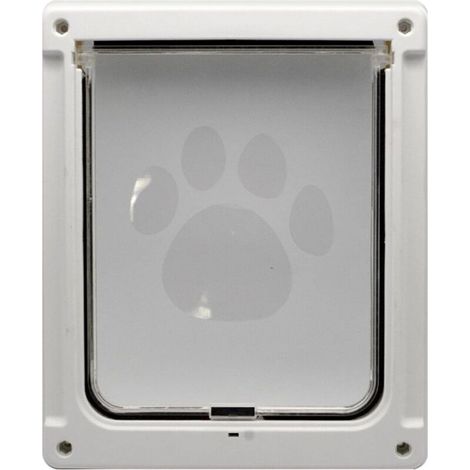 Porte pour chien - pour chats et chiens, comprend un panneau de fermeture à clipser (35 x 29 cm, blanc) (1/5)
