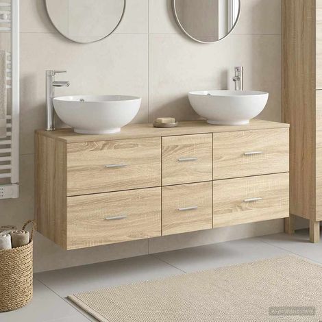 vidaXL Set di Armadi da Bagno 3 pz Rovere Sonoma 129 x 44,5 x 80 cm (1/5)