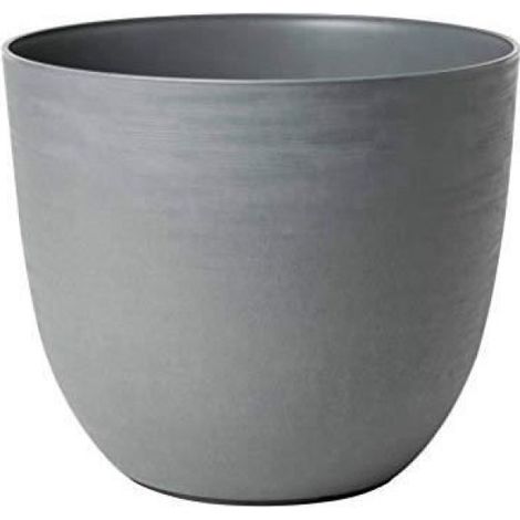 Pot Rond - Réserve D Eau - Ø48 Cm - H40 Cm - Plastique Gris - Pour Plantes Intérieur Extérieur - 1 Pièce