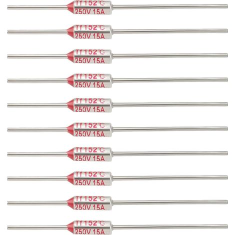 Lot de 10 fusibles thermiques de type RY TF 152 °C 15 A 250 V Fusible de sécurité électrique Protection contre la surchauffe pour équipement électrique Protection contre la surchauffe (1/5)