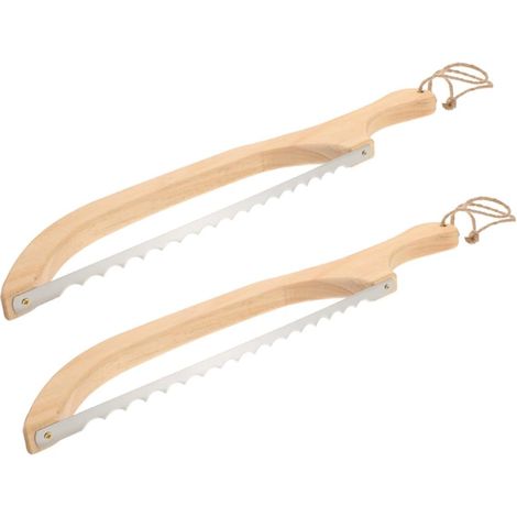 2 pièces Couteau Dentelé Inox et Bois Trancheuse Résistante Rouille pour Cuisine Maison et Professionnelle Outil Polyvalent pour Couper et Gâteau (1/5)