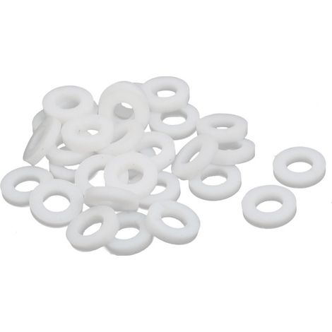 30pcs Rondelles PTFE Plat Joint Étanchéité pour Robinet Tuyau Blanc 10mm OD 5mm ID 2mm Épaisseur (1/2)