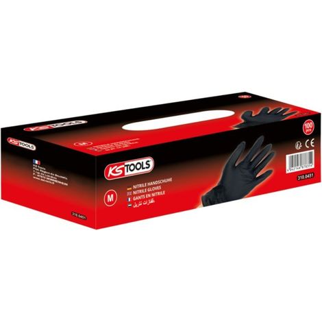 Gant de protection en nitrile noir, Taille M, boite de 100pces KSTOOLS (1/3)
