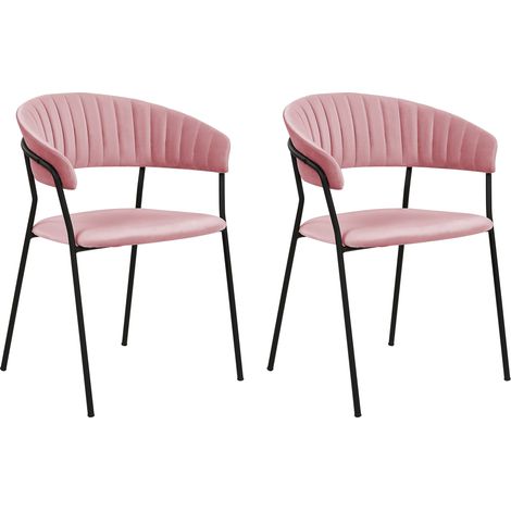 Conjunto de 2 sillas de terciopelo rosa negro respaldo curvo Mariposa