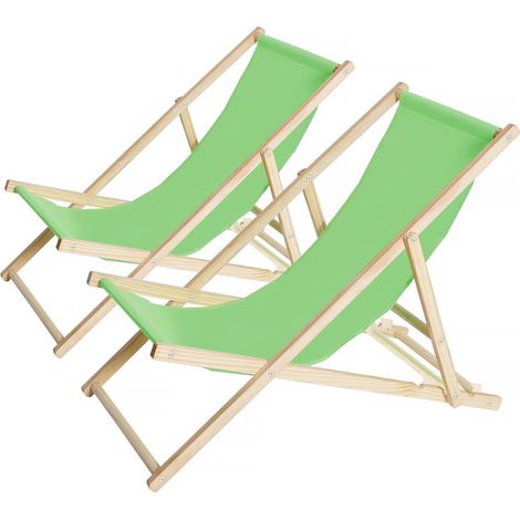Liegestühle aus Holz 2er-Set "Chilienne" - 107 x 56,5 x 81 cm - Grün