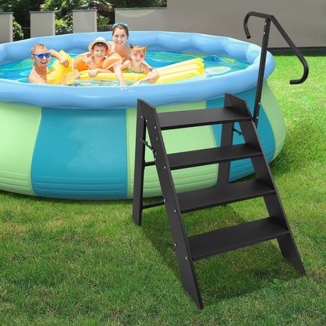 Escabeau, tabouret pliant, marchepied pliant à 4 marches avec main courante, marchepied d'extérieur pour camping-car, pour atteindre les hauteurs, caravane, mobil-home, spa (1/5)