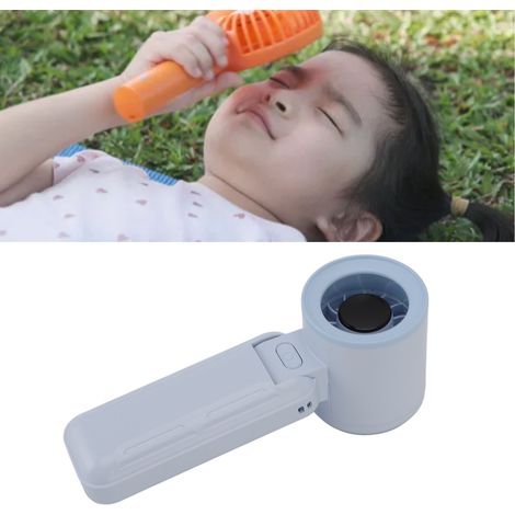 Ventilador de turbina portátil con 5 velocidades – Multifuncional para usar en la mano, el cuello o el escritorio – 3000 mAh – Pantalla digital – Ángulo de apertura de 135° – Azul – Cable incluido (1/5)