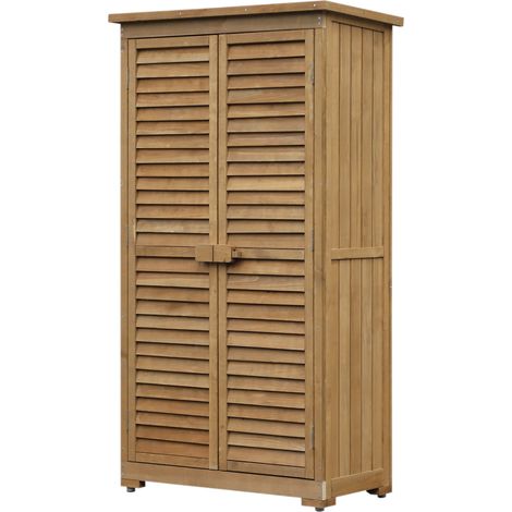 Armadio Porta Attrezzi da Giardino Impermeabile 3 Ripiani in Legno 87x46.5x160 cm (1/5)