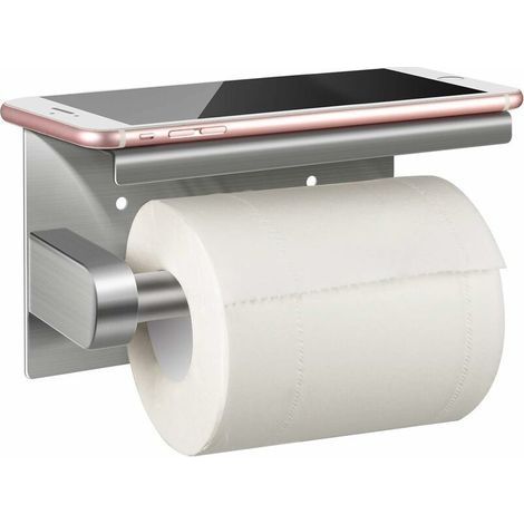 Porte-papier toilette mural sans perçage – Acier inoxydable 304 brillant – Résistant à la corrosion – Installation facile avec adhésif 3M (1/5)