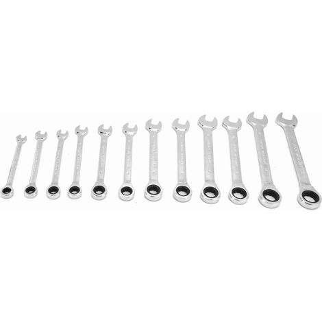 Kit de 12 clés à cliquet, combinaison métrique en acier au Chrome Vanadium 8-19mm avec sac de rangement, tête fixe