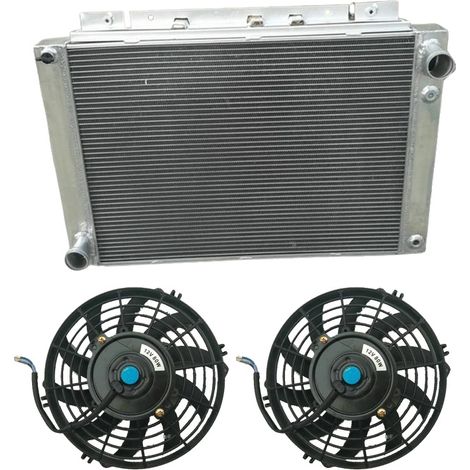 Radiador de aluminio, dimensiones del núcleo 17-3/8" x 23-1/4", compatible con Ford Thunderbird 1964-1966, 30% más de capacidad de enfriamiento, construcción robusta, acabado pulido espejo. (1/5)