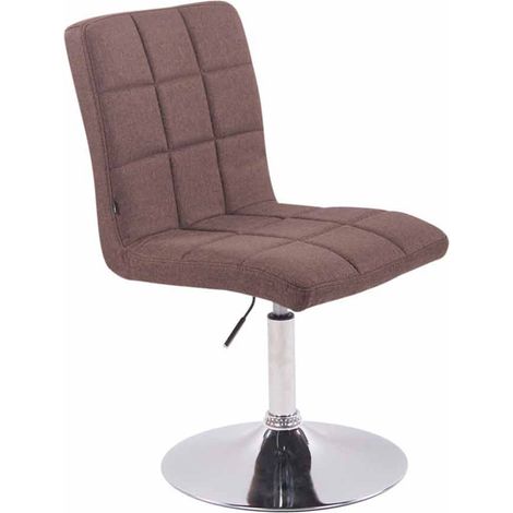 Silla de comedor x1 giratoria regulable en altura costuras cuadradas tela marrón y base de metal cromado 100008594 (1/4)