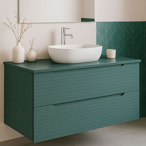 Kibath Mueble+lavabo BOREAL 100x45 cm verde lago 2c susp. (1/5)