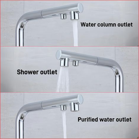 Robinet de cuisine à 3 voies avec douchette extractible (1/4)