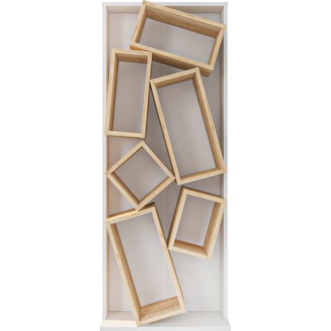 Decorotika Carmen Biblothèque Bookshelf with 6 Asymmetric Shelves Blanc Sapphire Oak (1/5)