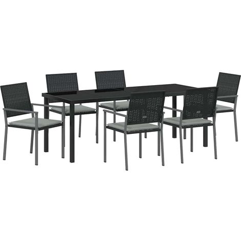 Maison Exclusive - Garten Essgruppe 7 pcs Schwarz und Hellgrau PE