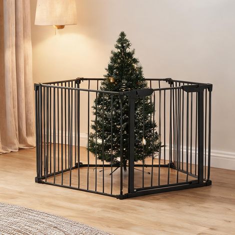 Barrière pour chien schwarz en stahl Kunststoff 300 x 3 x 74,5 cm (1/5)