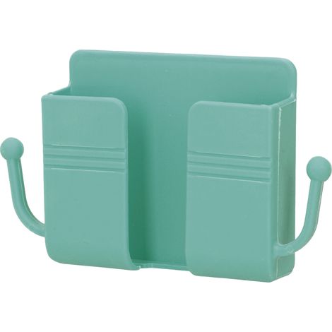 Boîte de rangement murale multifonctionnelle avec support de charge pour téléphone, idéale pour la chambre, la salle de bain, la cuisine ou le bureau (verte). (1/5)