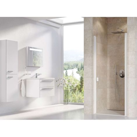 Ravak Chrome - Puerta de ducha CSD1-80, 80x195 cm, blanco mate/vidrio transparente 0QV40E00Z1 (1/5)
