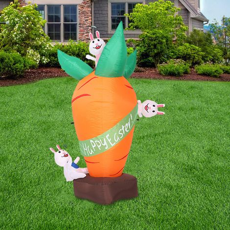 Décorations de Pâques Lumineuses : Lapin Carotte Gonflable pour Fête Intérieure (1/5)