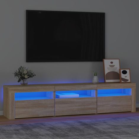 Meuble TV avec lumières LED Chêne sonoma 180x35x40 cm (1/5)