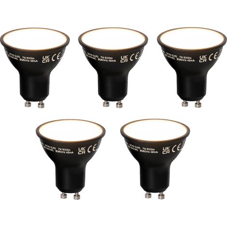 Set of 5 Smart GU10 LED Bulbs Black 7W 600lm 3000K (1/4)
