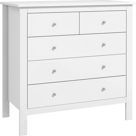 Commode Blanche 5 Tiroirs Rangement Malin Meuble de Rangement avec Glissières Silencieuses 79 x 39,5 x 80,5 cm (1/5)