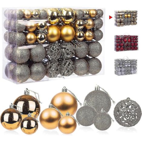 100 boules de Noël dorées, boules pour sapin de Noël, décorations de Noël, boules de Noël dorées (1/5)