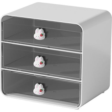 Boîte de rangement de bureau - Boîte de rangement en plastique très résistant - Boîte de rangement White Rabbit pour fournitures de bureau - Boîte de rangement White Rabbit pour coiffeuse - Boîte de r (1/5)
