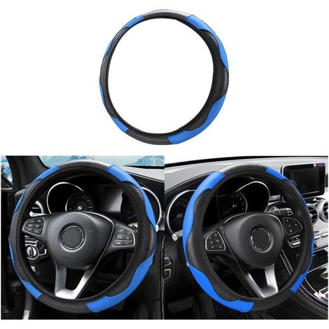 Car Steering Wheel Cover, Soft Microfiber Leather Steering Wheel Cover, Breathable Microfiber Leather Steering Wheel Cover, Non-slip Breathable Steering Wheel Cover for Sedan, Van, Truck, SUV (Blue) (1/5)