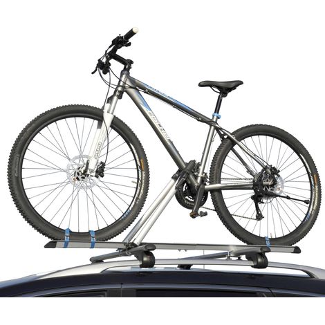 FISCHER Fahrrad FISCHER Porte-vélos pour toit de voiture Testé TÜV GS Convient pour un vélo Charge jusqu'à 15 kg Verrouillable Argenté (18093) (1/4)