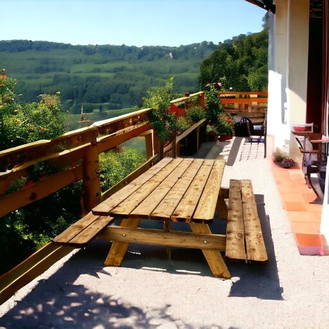 Table de Jardin en Bois Massif de 180 cm, traitée Classe 3 Marron, fabrication 100% Française (1/5)