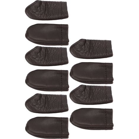 Set mit 10 Lederfingerschützern für Daumen und Zeigefinger, ideal zum Handnähen und für kreative Hobbys. (1/5)