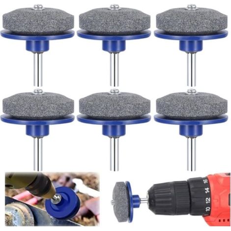 Kit d'affûtage de lames de tondeuse à gazon en 6 pièces, affûteur universel pour lames émoussées, compatible avec toutes les perceuses électriques portatives. (1/4)