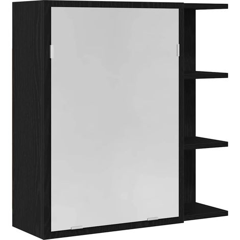 Práctico armario con espejo rectangular con 2 baldas 62,5 x 20,5 x 64 cm madera contrachapada roble negro 020051872 (1/5)
