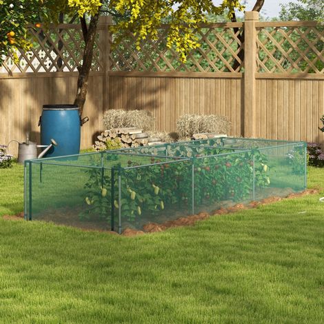 Filet de protection pour plantes avec porte zippée, anti-oiseaux, cadre en acier galvanisé, 125 x 373 x 62,5 cm, vert - CHICFURN (1/5)