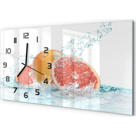 Horloge Murale Panoramique Artistique 60x30 cm Verre Trempé Design Original Pamplemousse (1/5)