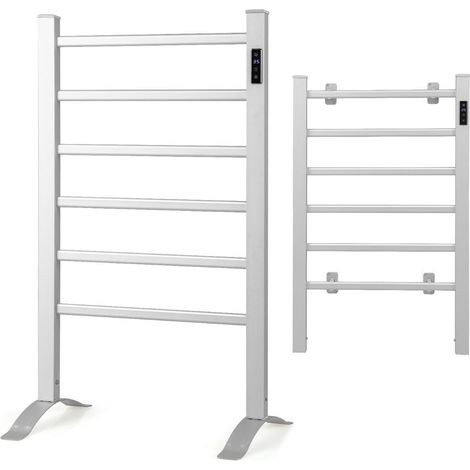 Scaldasalviette elettrico 54 x 35 x 91 cm riscaldamento rapido programmabile funzione di sicurezza elegante acciaio inox argento 200013730