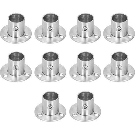 Lot de 10 supports de bride en acier inoxydable pour penderie, support de tringle à vêtements, support de tube rond (1/5)