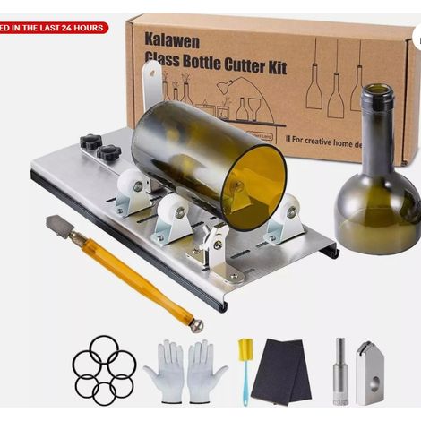 Kit de coupe-bouteilles en verre, taille réglable, 5 molettes, outil de coupe pour bouteilles en verre rondes (1/5)